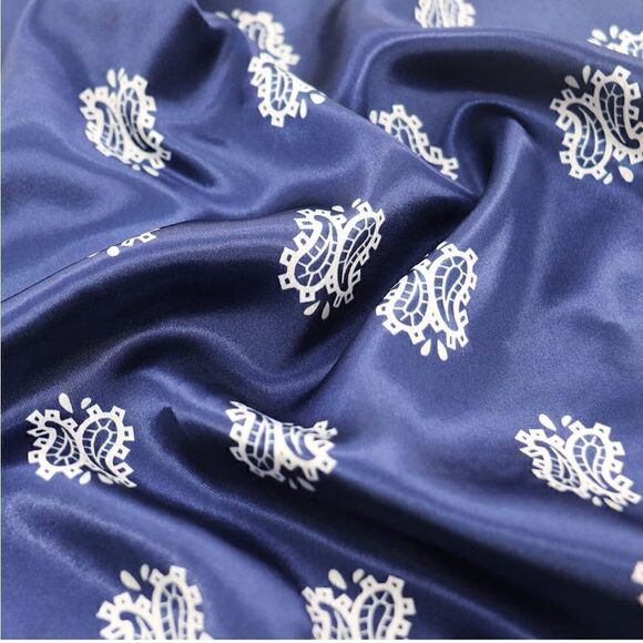 Blue Paisley Silky Scarf 